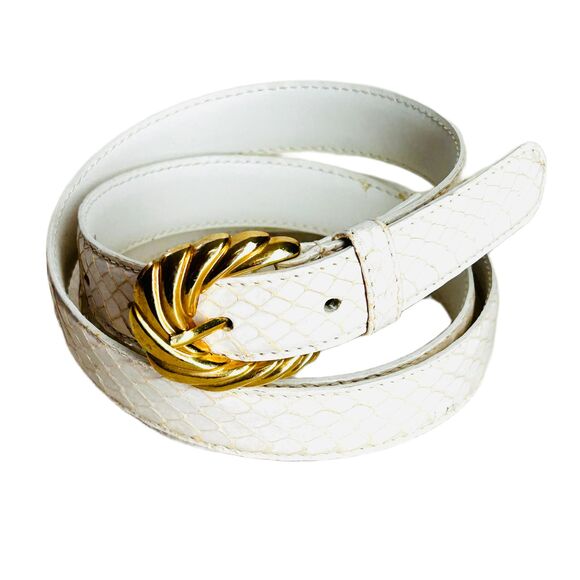 Gorgeous White Genuine Snakeskin Leather Belt Womens Size XL Snake Skin NEW - Picture 2 of 7